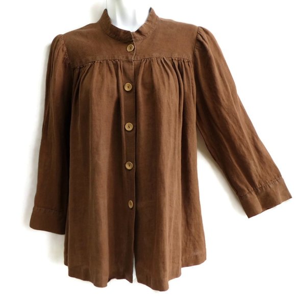 Wyeth by Todd Magill Tops - Linen Wyeth By Todd MaGill Shirt Smock Brown L
